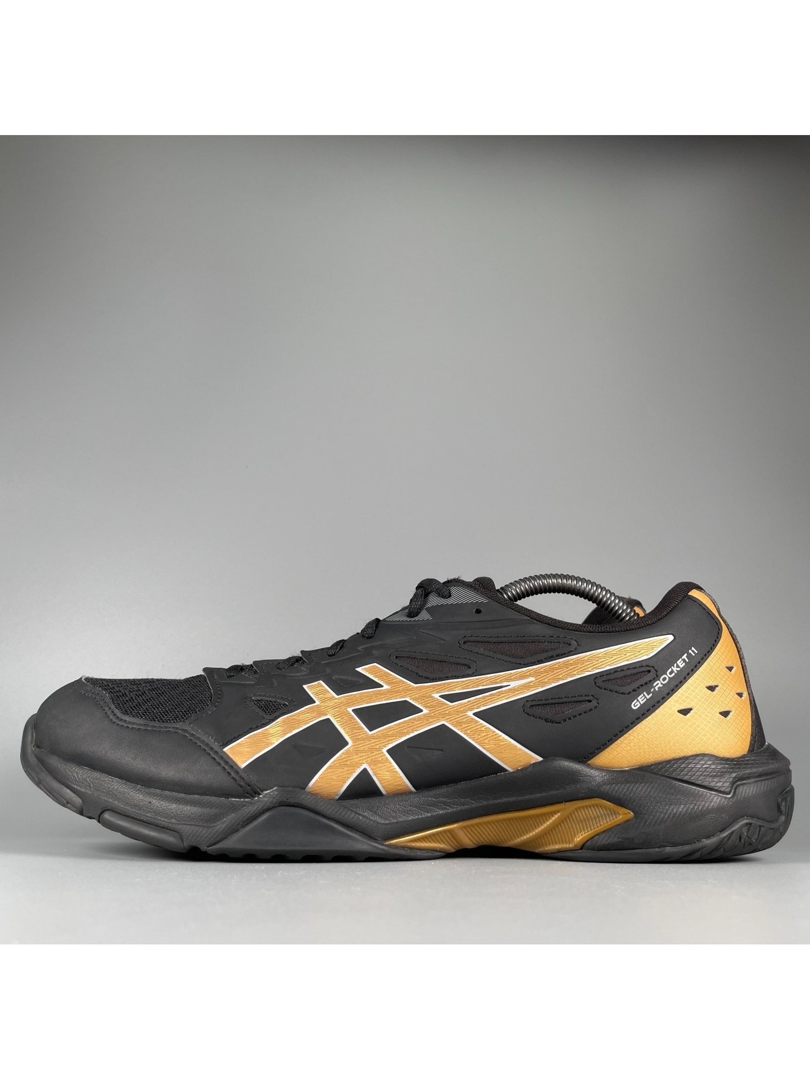 Asics Gel-Rocket 11 Men's 11 Wide Black Gold Athletic Sneakers Lace Up Shoes Euc